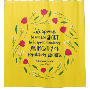 Charlotte Bronte Jane Eyre Floral Life Book Quote Shower Curtain