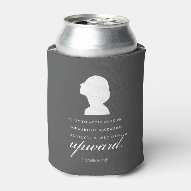 Charlotte Bronte - Keep Looking Upward - Black Can Cooler (Can Front)