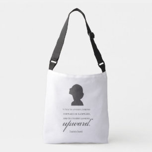 Charlotte Bronte - Keep Looking Upward - White Crossbody Bag