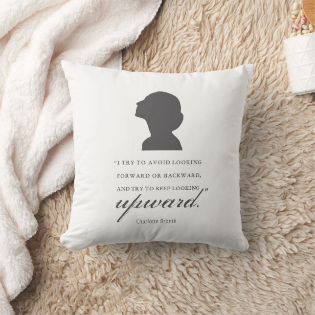 Charlotte Bronte - Keep Looking Upward - White Cushion (Blanket)