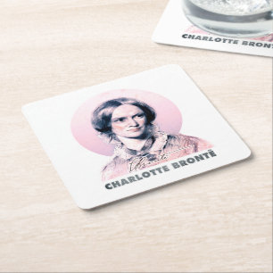 Charlotte Bronte Pink Richmond Painting Portrait Square Paper Coaster