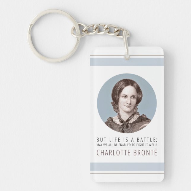 Charlotte Bronte Portrait and Quote Key Ring (Front)