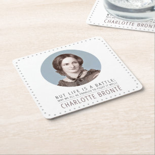 Charlotte Bronte Portrait and Quote Square Paper Coaster