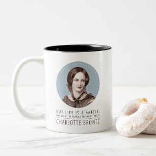 Charlotte Bronte Portrait and Quote Two-Tone Coffee Mug