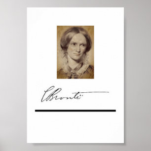 Charlotte Brontë portrait and signature Poster