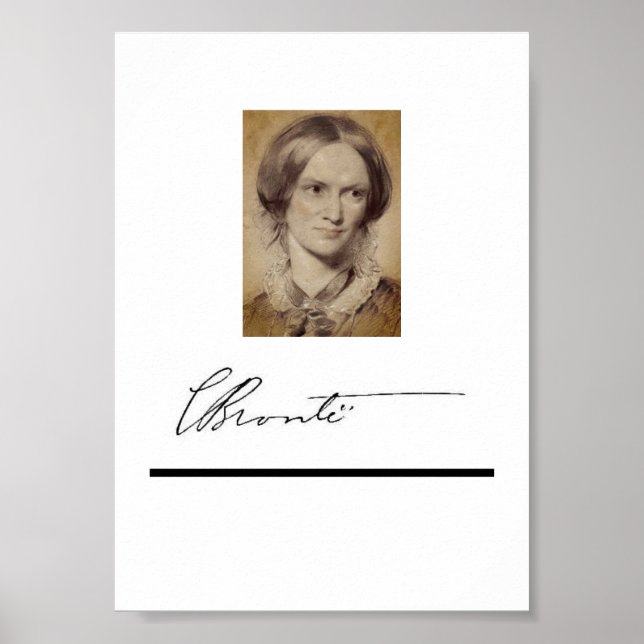 Charlotte Brontë portrait and signature Poster (Front)