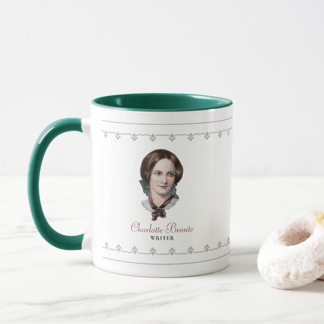 Charlotte Bronte Portrait Mug (With Donut)
