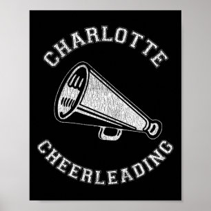Charlotte Cheer Distressed Retro 90's Cheerleader Poster