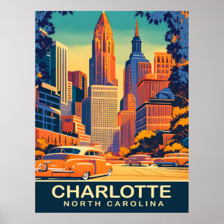 Charlotte, City Centre, North Carolina, Travel Poster