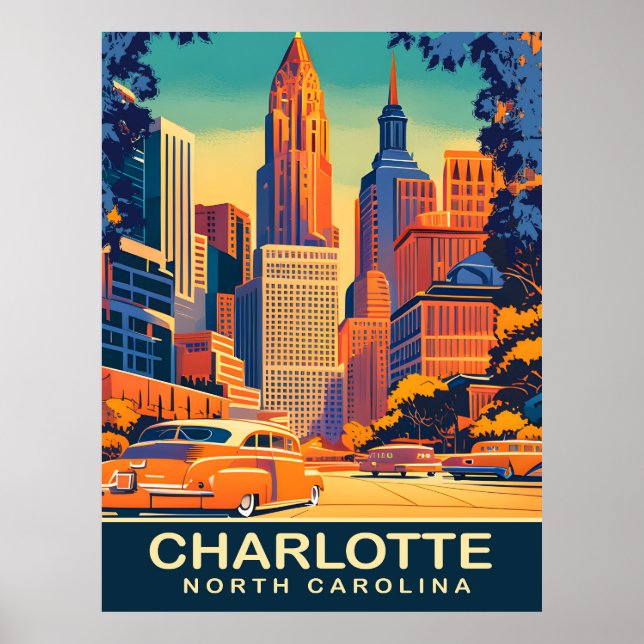 Charlotte, City Centre, North Carolina, Travel Poster (Front)