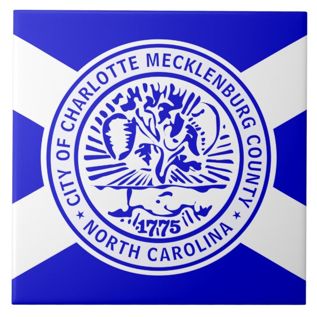 Charlotte city flag ceramic tile (Front)