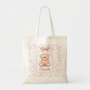 Charlotte Custom Pink Teddy Bear Nursery Design Tote Bag