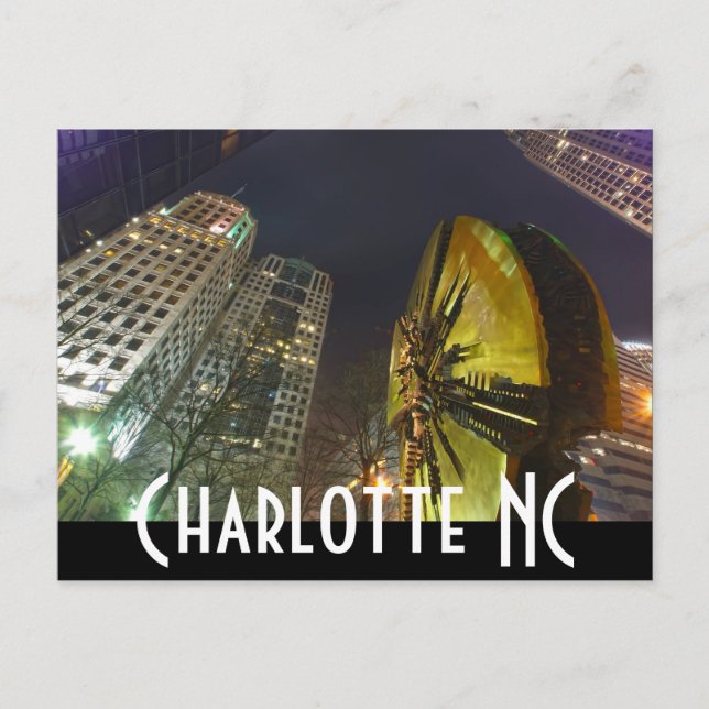 Charlotte Downtown at night Postcard (Front)