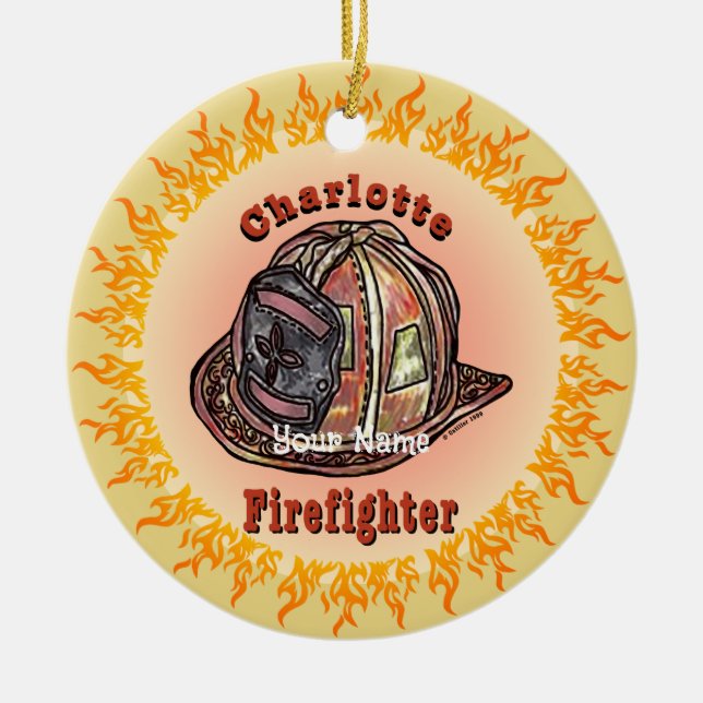 Charlotte Firefighter Ceramic Ornament (Front)