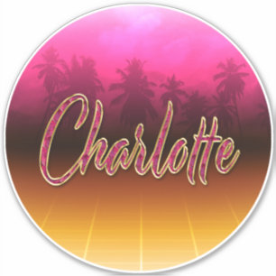 Charlotte First Name Pink Sticker