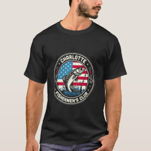 Charlotte Fishermen's Club American Flag Fishing T-Shirt