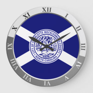Charlotte flag Large Clock