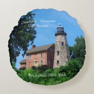 Charlotte Genesee Lighthouse round pillow