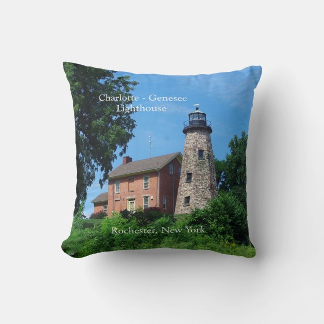 Charlotte Genesee Lighthouse square pillow (Front)
