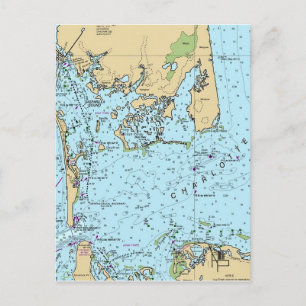  Charlotte Harbour Florida Vintage Map Postcard