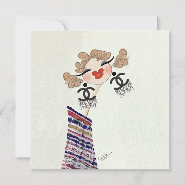 Charlotte Is Happy Fashion Illustration Holiday Card (Front)