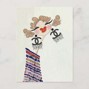 Charlotte Is Happy Glam Fashion Art Postcard