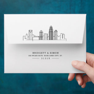 Charlotte Modern Deco Skyline Pre-addressed Envelope