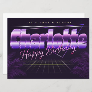 Charlotte Name First name purla retro card Birthda