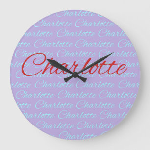Charlotte Name Pattern Design Large Clock
