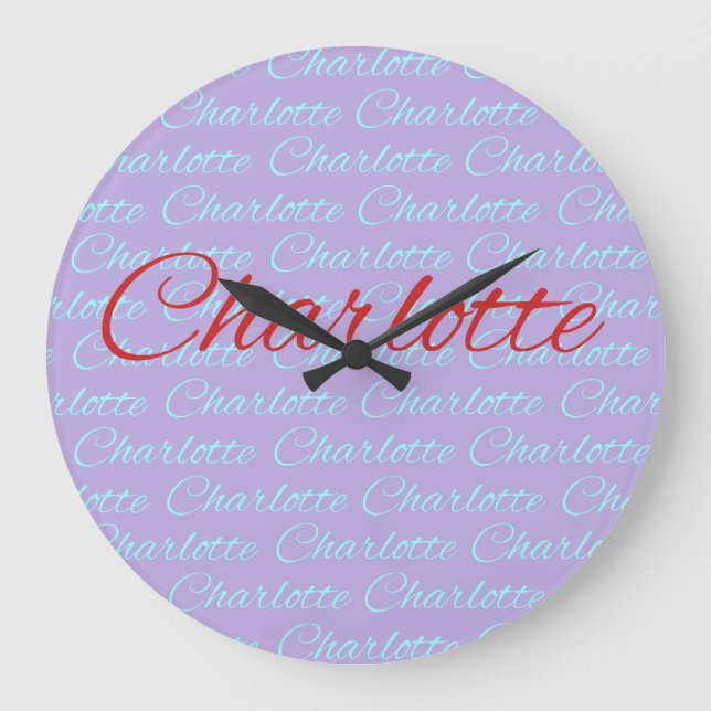 Charlotte Name Pattern Design Large Clock (Front)
