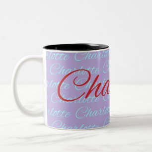 Charlotte Name Pattern Design Two-Tone Coffee Mug