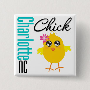 Charlotte NC Chick 15 Cm Square Badge