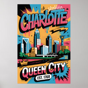 Charlotte NC Graffiti Urban Travel Poster 