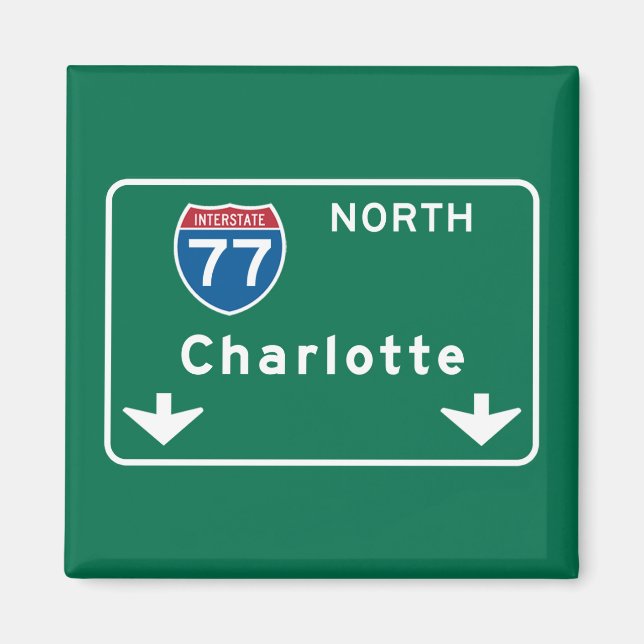 Charlotte, NC Road Sign Magnet (Front)