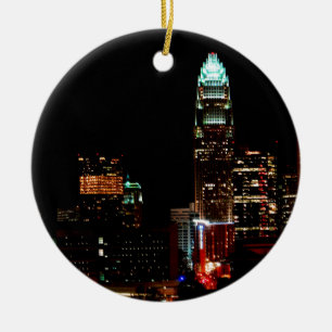 Charlotte NC Skyline Ceramic Tree Decoration