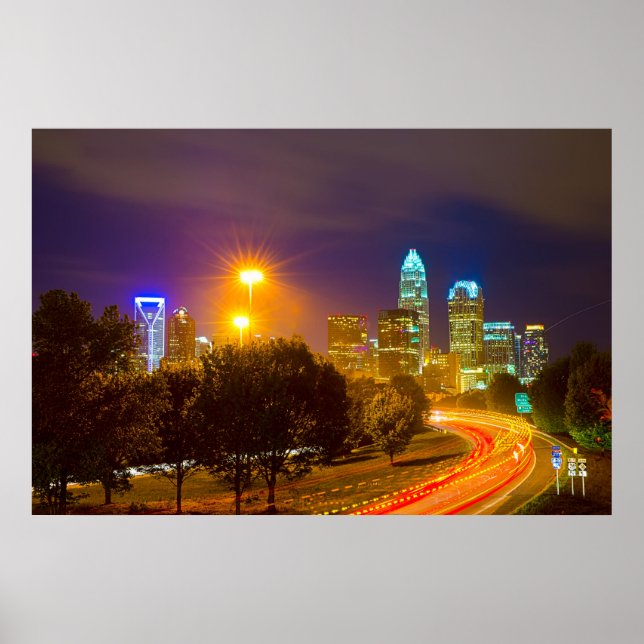 Charlotte NC Skyline Poster (Front)