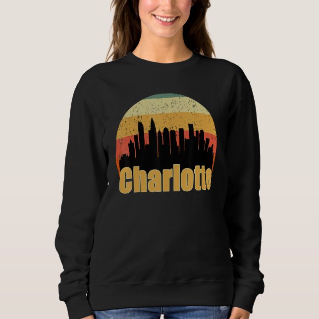 Charlotte Nc Skyline Silhouette Sunset I Love Char Sweatshirt (Front)