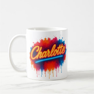 Charlotte Neon Script – Street Art Splash Design Coffee Mug