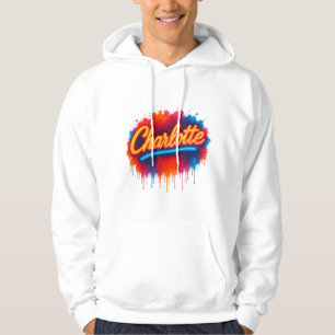 Charlotte Neon Script – Street Art Splash Design Hoodie