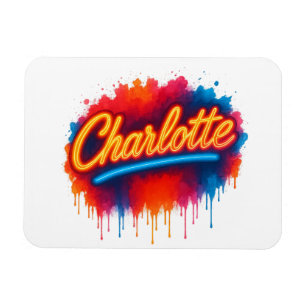 Charlotte Neon Script – Street Art Splash Design Magnet