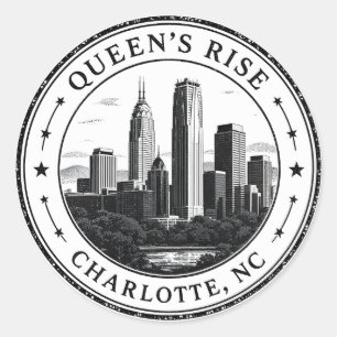 Charlotte North Carolina Circular Badge Illustrati Classic Round Sticker