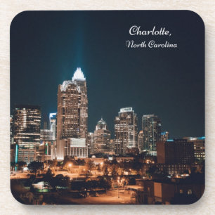 Charlotte North Carolina City Skyline Night Coaster