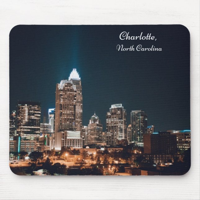 Charlotte North Carolina City Skyline Night Mouse Pad (Front)