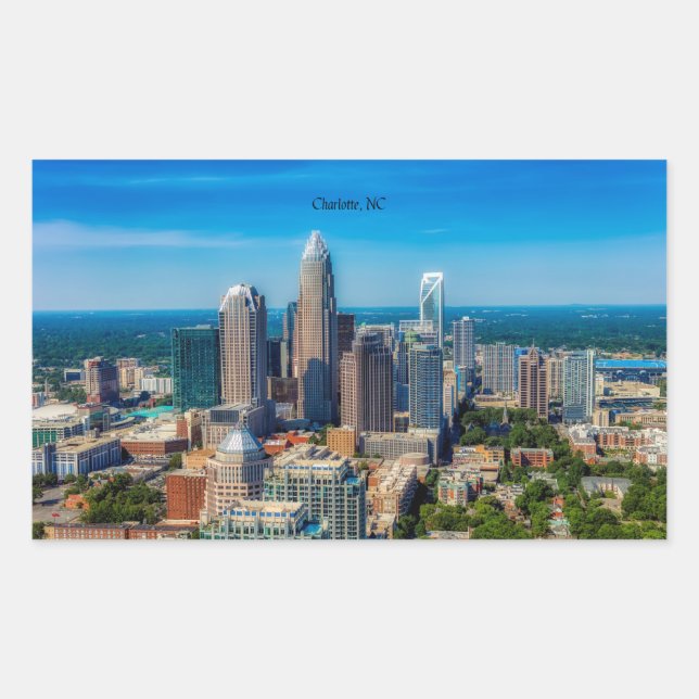 Charlotte, North Carolina cityscape, Rectangular Sticker (Front)