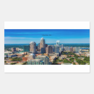 Charlotte, North Carolina cityscape, Rectangular Sticker