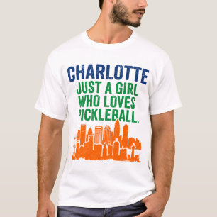 Charlotte North Carolina Female Pickleball Player  T-Shirt
