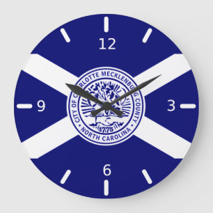 Charlotte (North Carolina) flag Large Clock