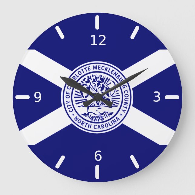 Charlotte (North Carolina) flag Large Clock (Front)