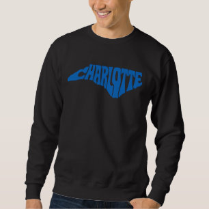 Charlotte North Carolina Retro State Shape Design Sweatshirt