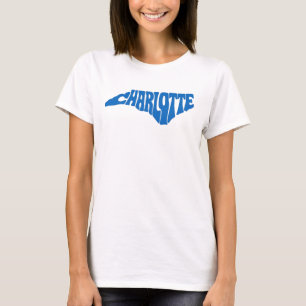Charlotte North Carolina Retro State Shape Design T-Shirt